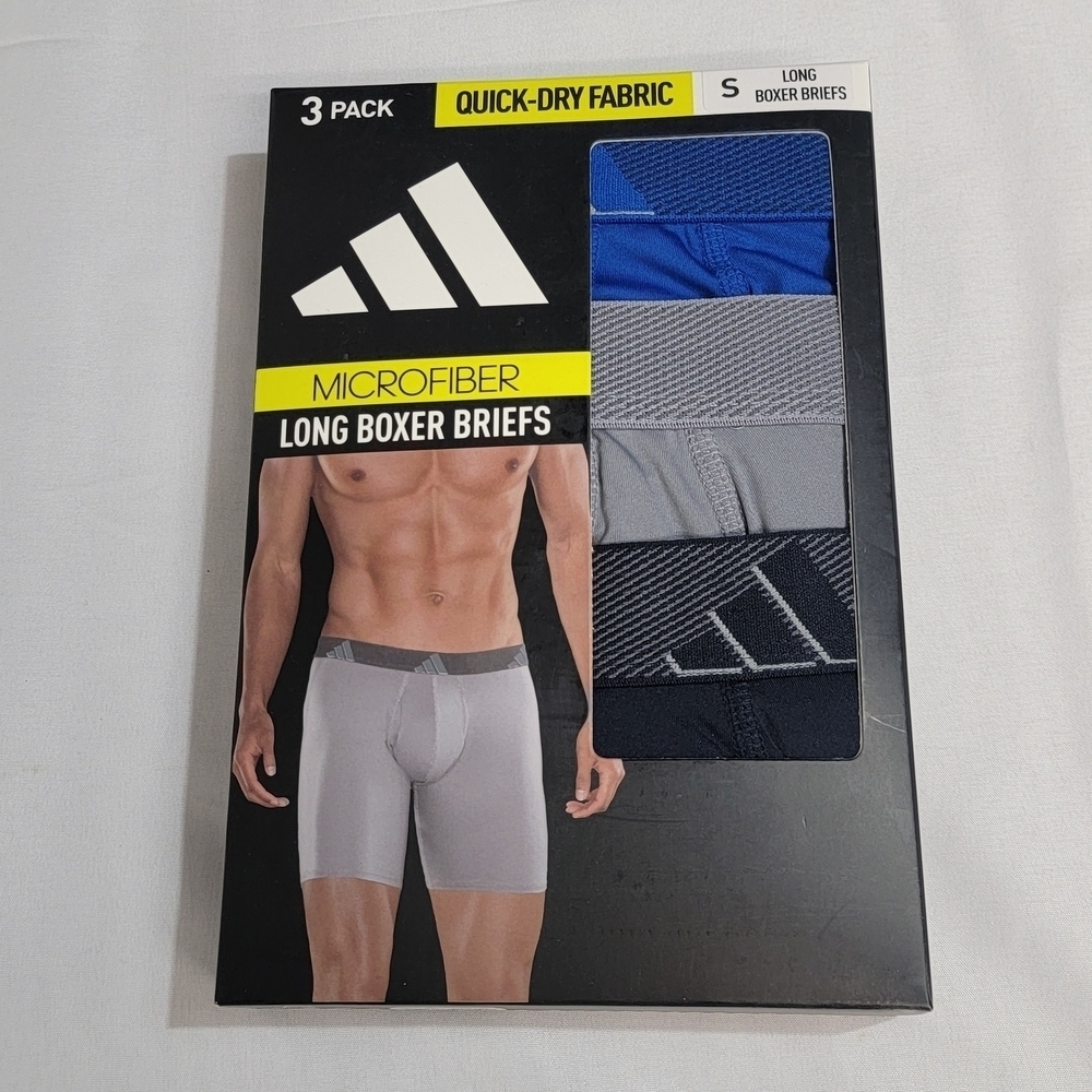 Adidas Mens Size Small 3 Pack Microfiber Long Boxer Brief 9" Inseam